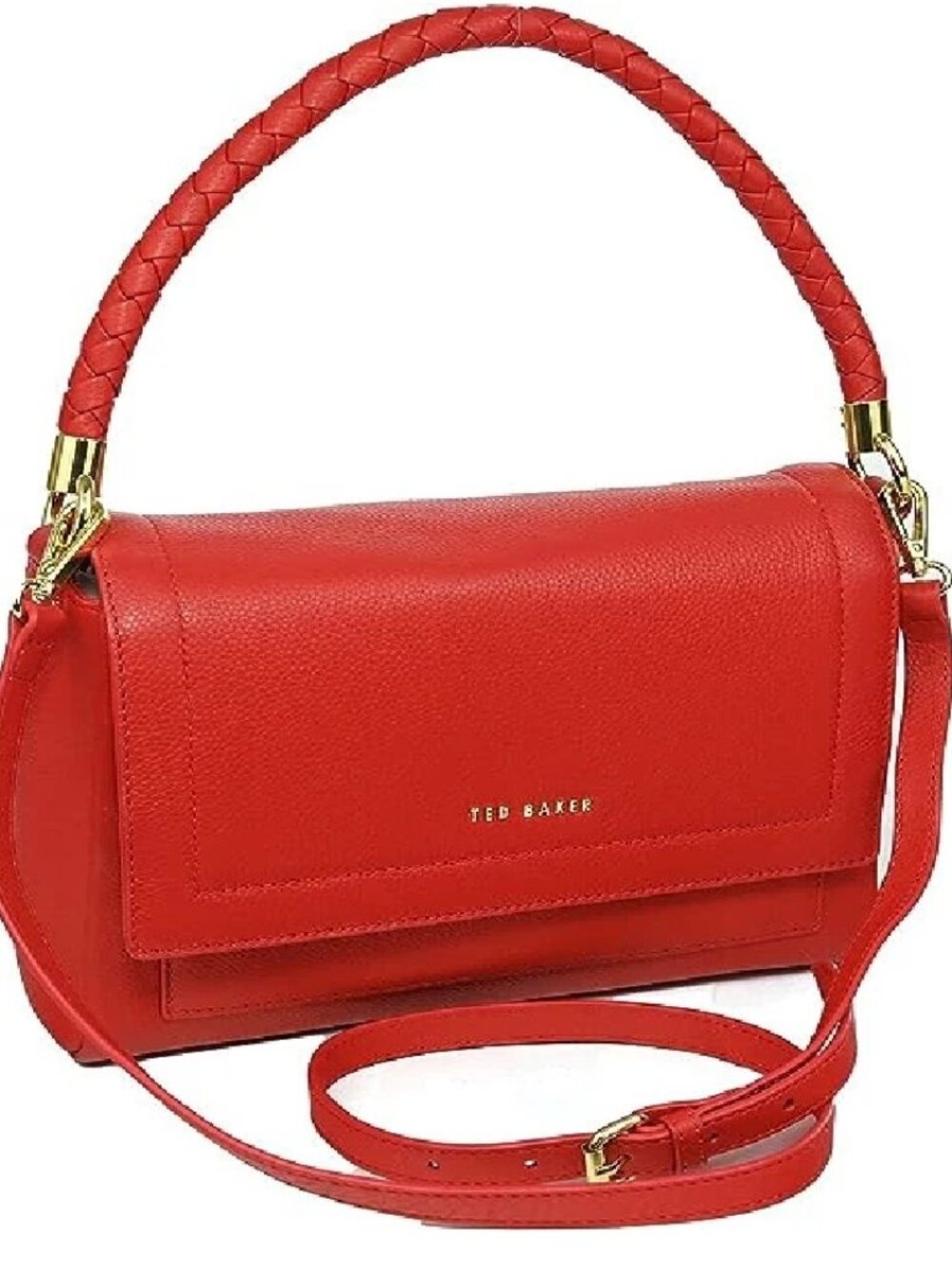 BNWOT Ted Baker Pinola 100% Real Leather Plaited handbag Red